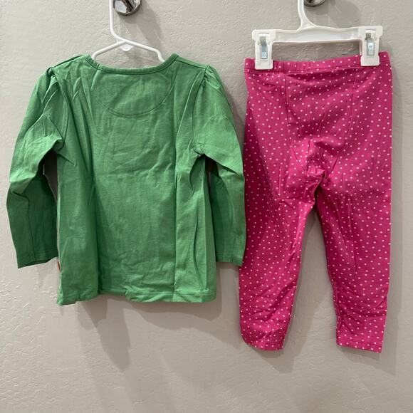 Kite Bird Appliqué Long Sleeve Shirt & Pink Polka Dot Leggings Outfit - Picture 8 of 9